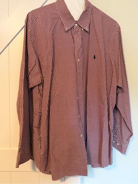 Ralph Lauren Red and White Gingham Button-Down Shirt
